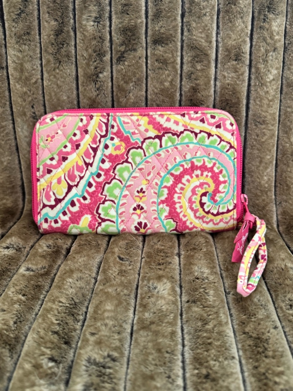 Vera Bradley Pink Paisley Quilted Wristlet Wallet